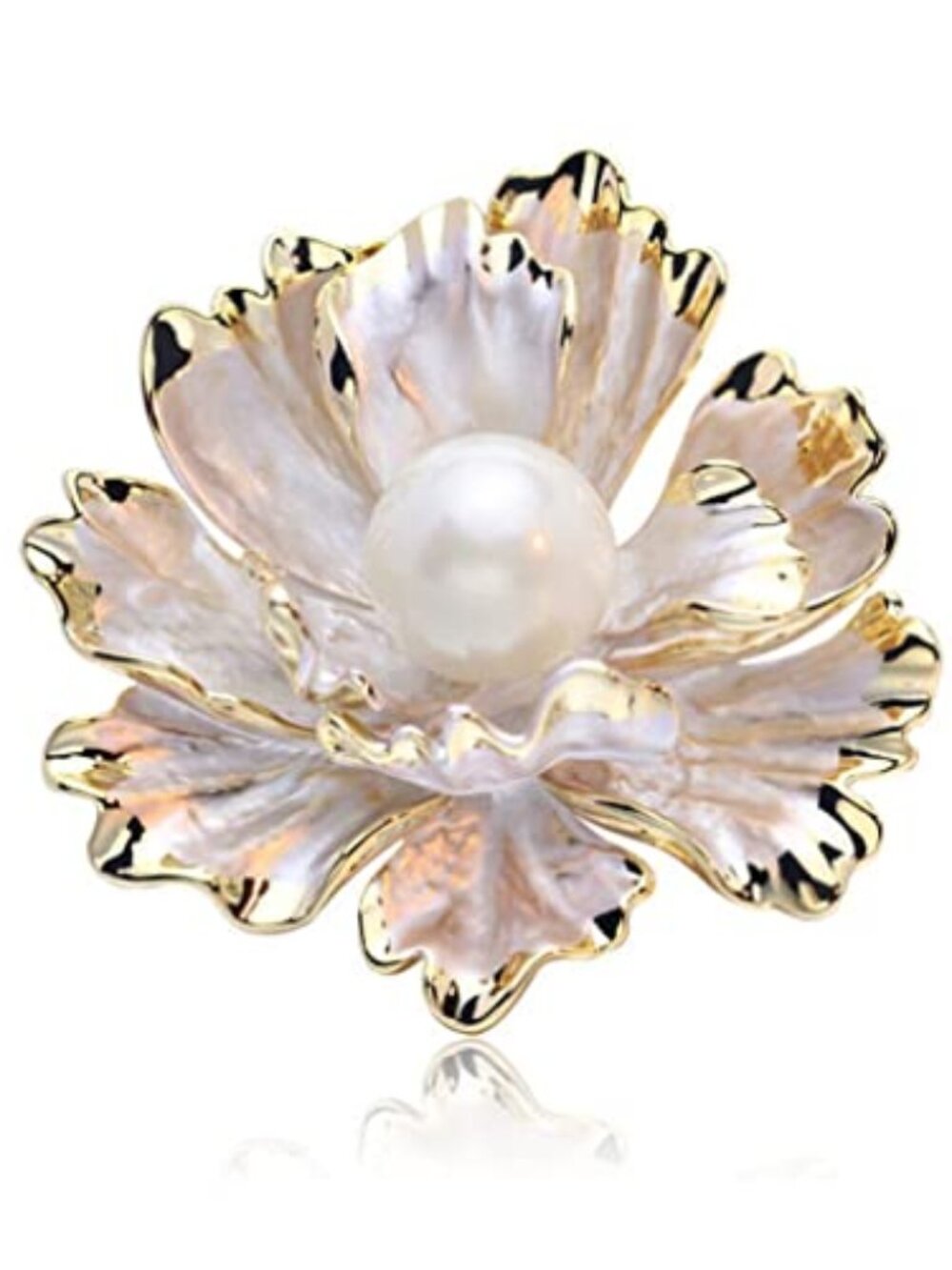 Peony Flower Brooch Vintage Pearl Brooch Lady Oil Drip Alloy Corsage Elegant